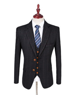 Black Herringbone Tweed Suit 3