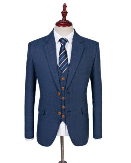 Blue Herringbone Tweed Suit 3