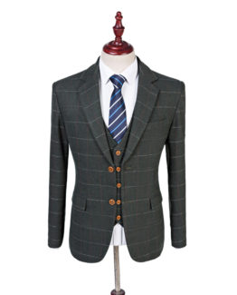 Dark Green Check Tweed Suit 2