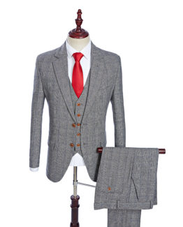 Grey Houndstooth Check Tweed Suit 1