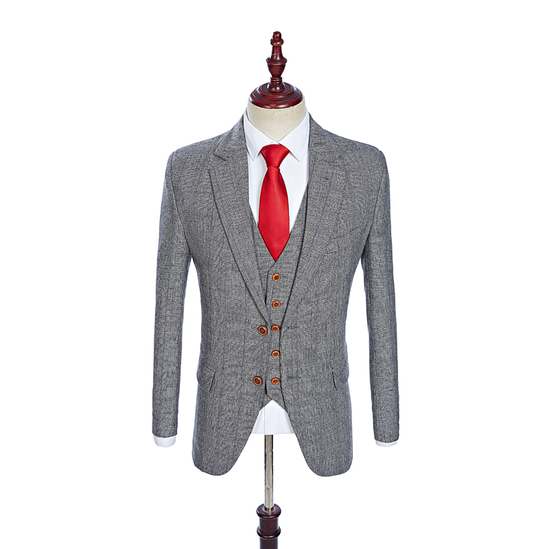 grey checked tweed suit