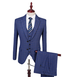 Blue Fine Check Tweed Suit 1