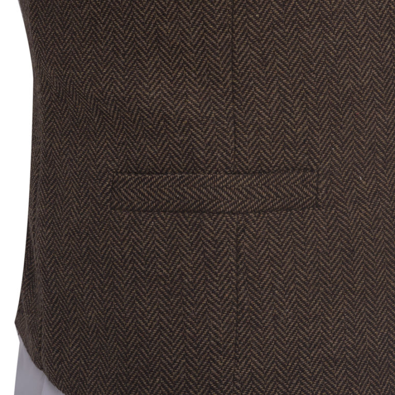 The O'Brien Brown Herringbone Tweed Waistcoat & Vest With Revere