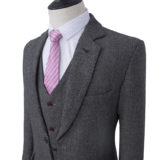 Women's Classic Grey Herringbone Tweed Suit, Three Piece with Trousers ...