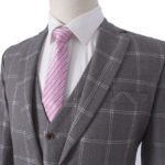 Mens Gray Windowpane Check Tweed Suit main image 0