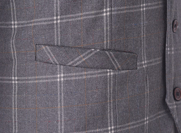 Taupe - Tan Patterned Pants - Brown Windowpane Check Tweed Slacks main image 1