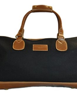 Black-tweed-weekend-holdall-overnight-bag-with-genuine-leather-handles-and-detailing-by-Frederick-Thomas-0