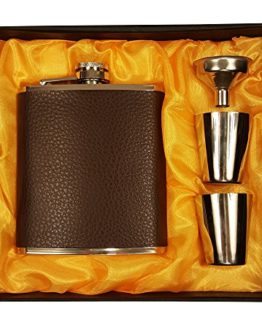 Brown-Leather-7-Oz-Flask-Gift-Set-with-Two-Shot-Glasses-and-Funnel-0