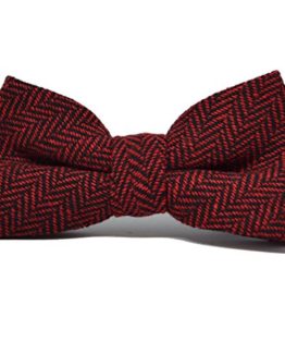 Cranberry-Red-Black-Herringbone-Bow-Tie-0