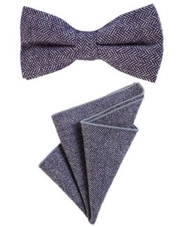 DonDon-mens-bow-tie-472-x-236-12-x-6-cm-with-matching-handkerchief-905-x-905-23-x-23-cm-both-from-cotton-in-a-checkered-tweed-look-0