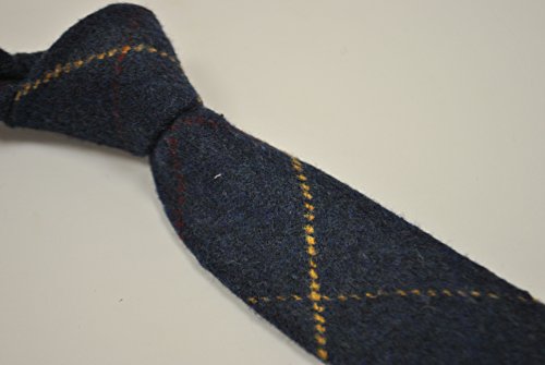 Frederick Thomas navy blue, red and gold checked 100% tweed wool mens ...