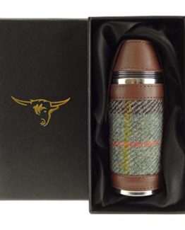 Harris-Tweed-Authentic-8oz-Hunting-Hip-Flask-Comes-With-4-Stainless-Steel-Cups-0