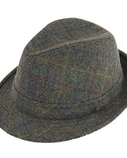Hawkins-TWEED-TRILBY-HAT-CLASSIC-COUNTRY-STYLE-BROWN-OR-GREEN-0