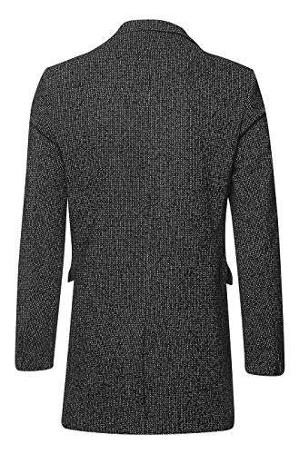 Men's Cavani Peaky Blinders Tweed Check Wool 3/4 Length Blazer Long Trench Coat