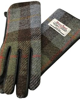 Ladies 100% Harris Tweed & Leather Brown Herringbone Gloves LB3001 COL5