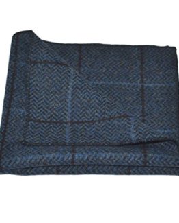 Luxury-Aegean-Blue-Herringbone-Check-Pocket-Square-Handkerchief-Tweed-0
