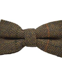 Luxury-Dijon-Brown-Herringbone-Check-Bow-Tie-Tweed-0