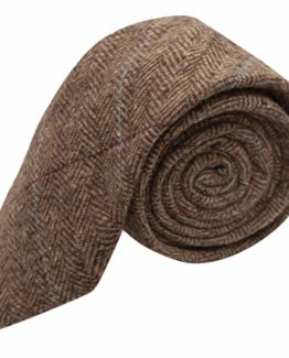 Luxury-Herringbone-Brown-Tweed-Tie-Mens-Necktie-0