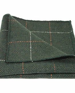 Luxury-Herringbone-Forest-Green-Tweed-Pocket-Square-Handkerchief-0