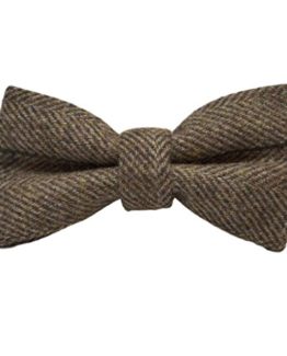Luxury-Peanut-Brown-Herringbone-Check-Bow-Tie-Tweed-0