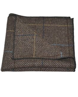 Luxury-Walnut-Brown-Herringbone-Check-Pocket-Square-Handkerchief-Tweed-0