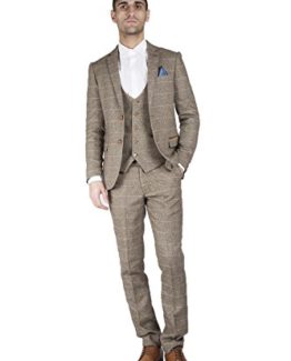 Marc-Darcy-Mens-Tan-Tweed-Suit-3-Piece-with-Velvet-Country-Trims-and-Lining-0