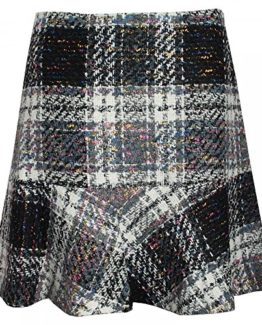 Oui-Trumpet-Cut-Tweed-Checked-Skirt-0