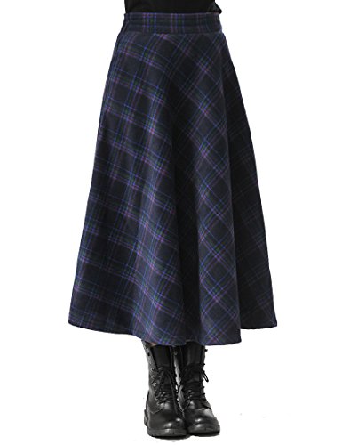 TEERFU Women High Waist Skirt Vintage Pleated A Line Flared Skater