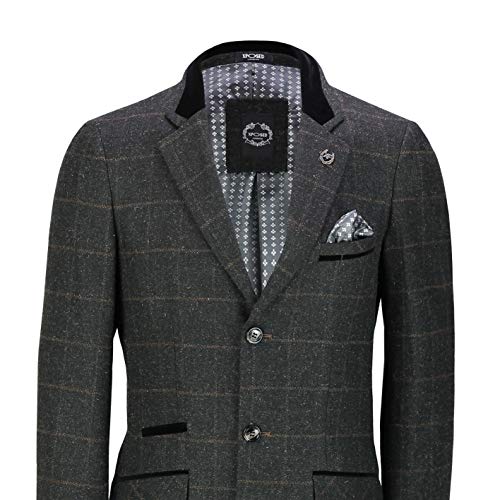 Xposed Mens 3/4 Long Tweed Overcoat Jacket Vintage Styled Peaky Blinders Tailored Fit Coat 