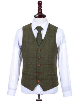 new 2019 Olive Green w Red Overcheck Tweed Suit 05