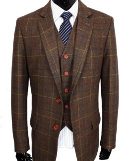 Country Brown Check Tweed Suit 01