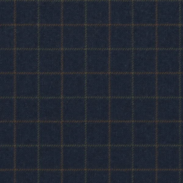 Navy Blue Country Check Tweed with Tan fabric swatch