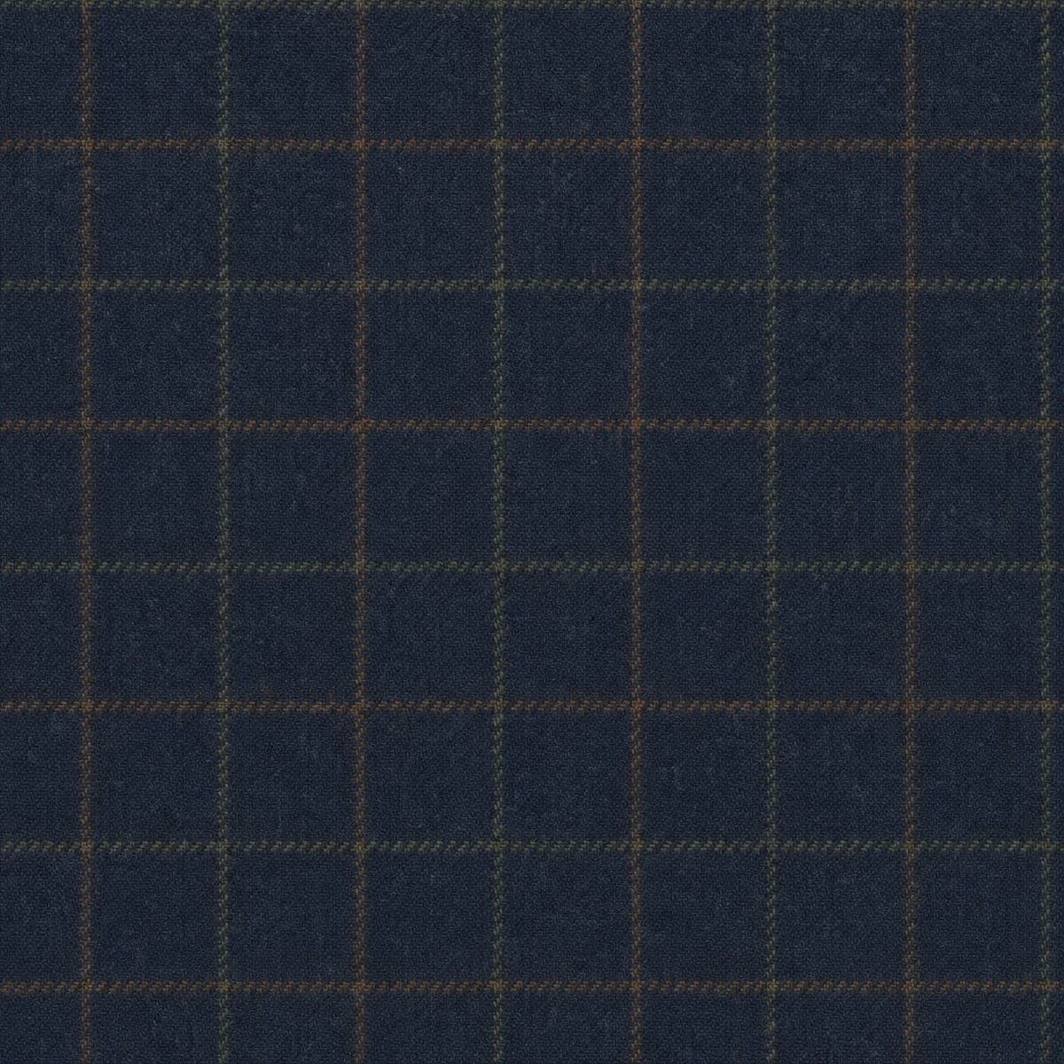 Blue and tan country check tweed fabric swatch