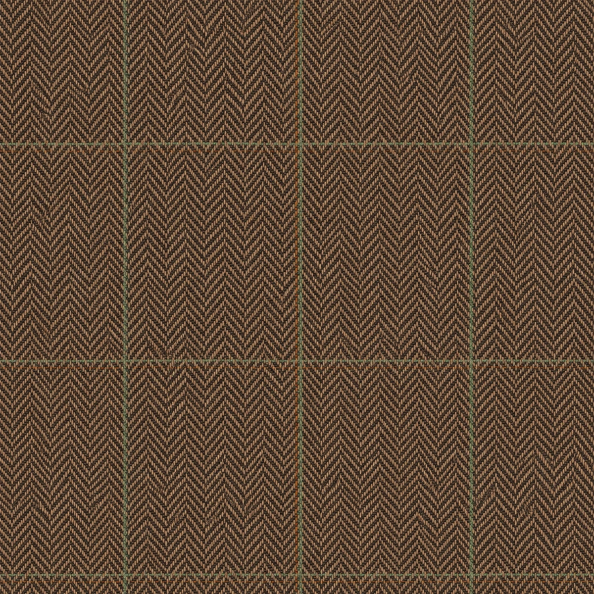Camel brown herringbone tweed with overcheck fabric swatch