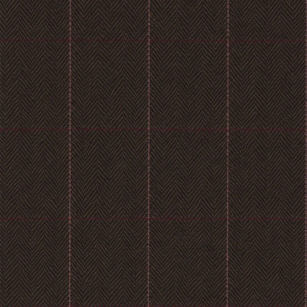 Dark Brown Herringbone Tweed with Overcheck fabric swatch