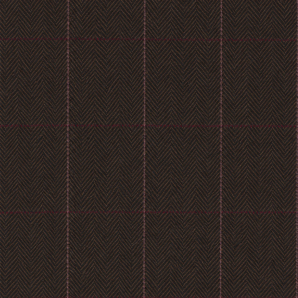Dark Brown Herringbone Tweed with Overcheck fabric swatch