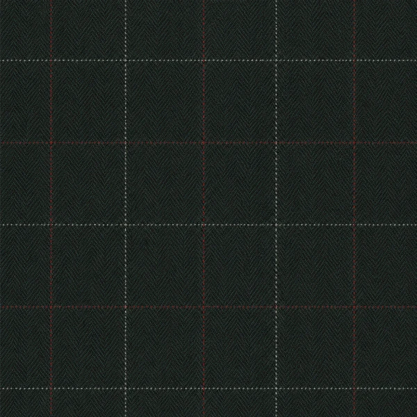 Dark Green Herringbone Tweed with Overcheck fabric swatch