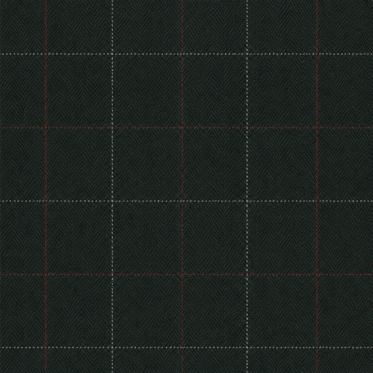 Dark green herringbone tweed with overcheck fabric swatch