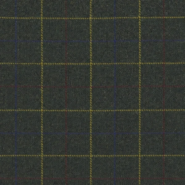 Dark Green Bold Check Tweed fabric swatch