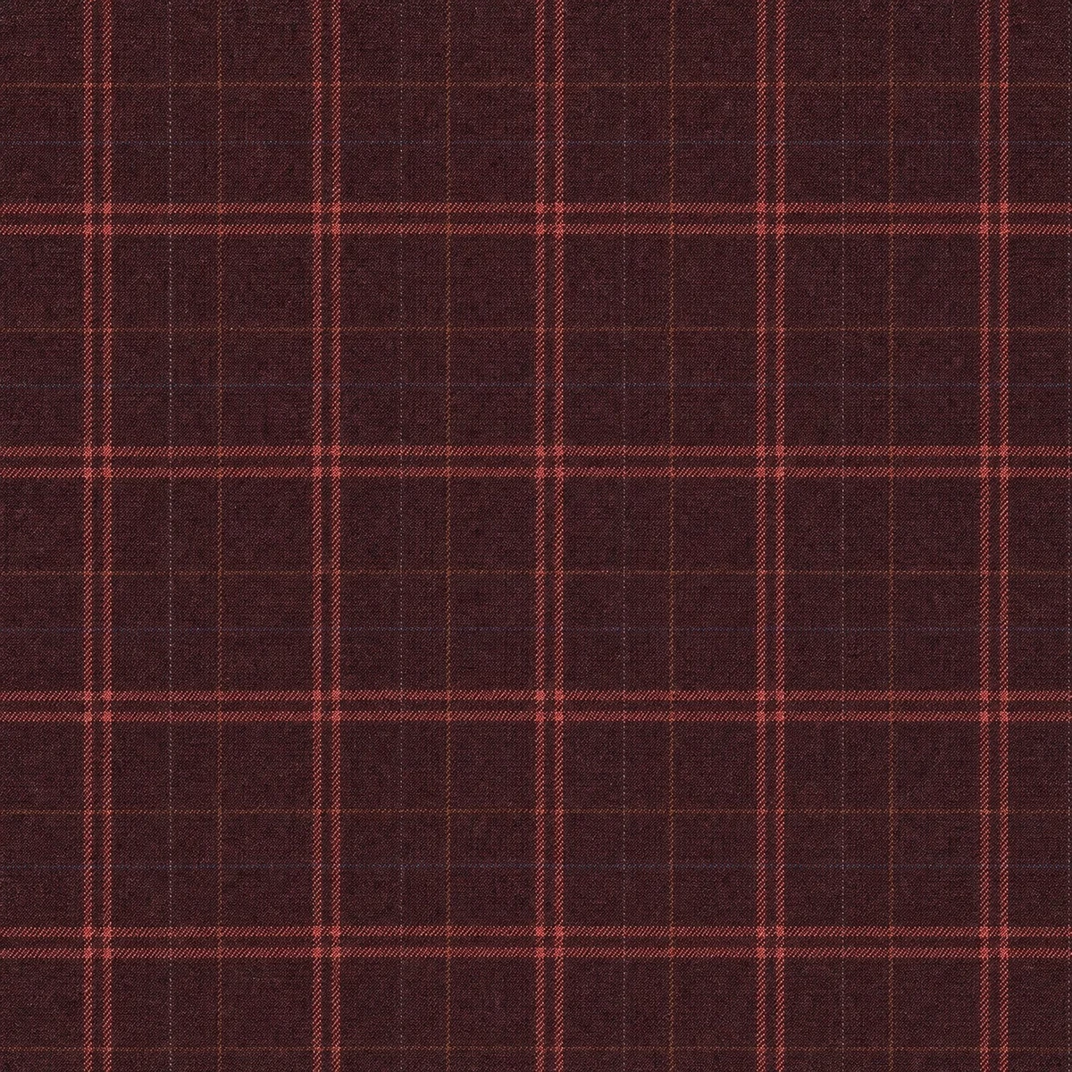 Mocha Maroon Windowpane Check Tweed fabric swatch