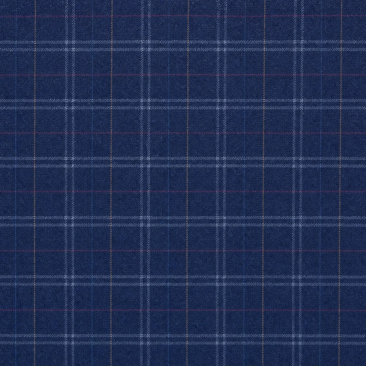 Navy blue windowpane check tweed fabric swatch