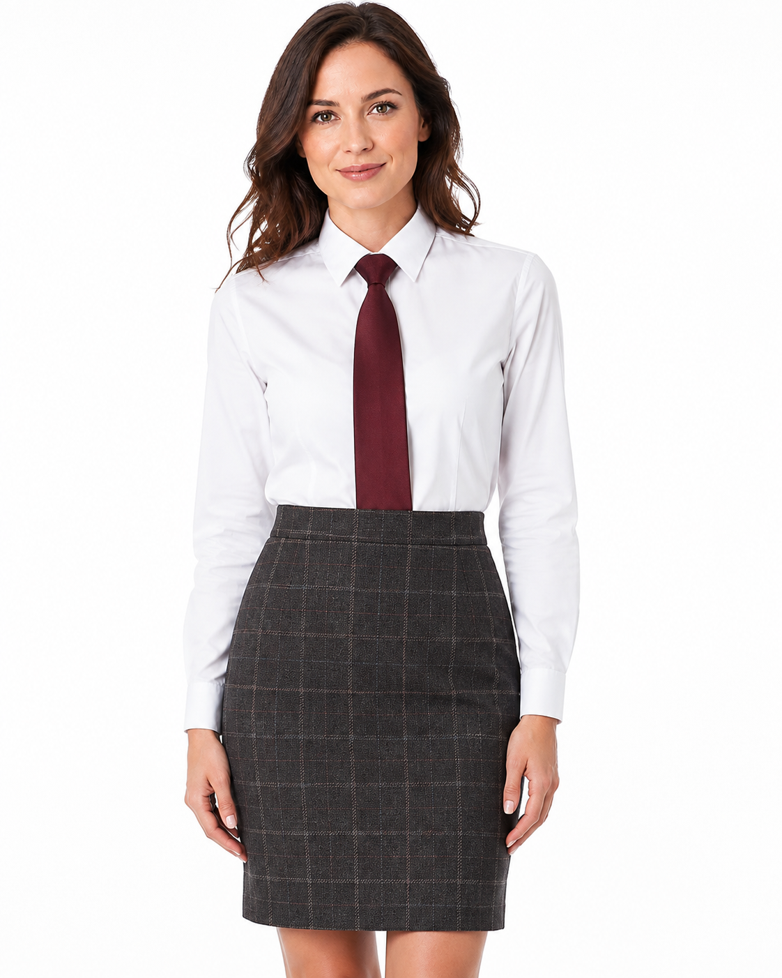 Women’s Made-to-Measure Charcoal Grey Windowpane Check Tweed Three-Piece Suit - Image 12