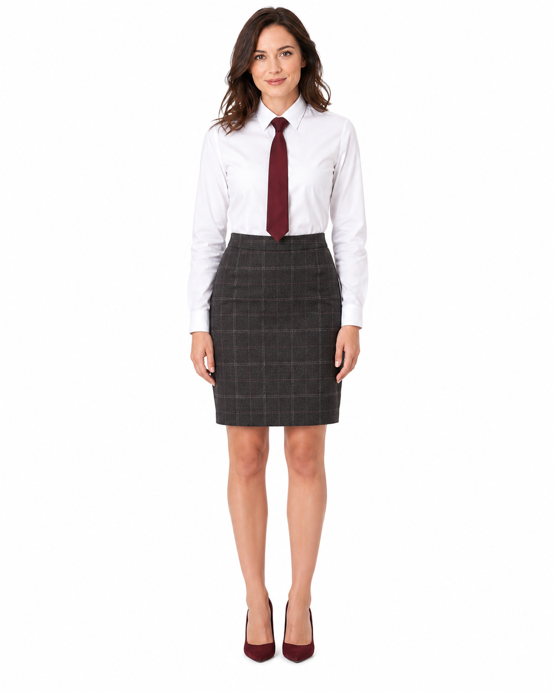 Women’s Made-to-Measure Charcoal Grey Windowpane Check Tweed Three-Piece Suit - Image 11