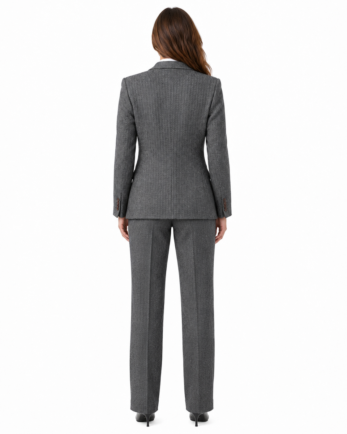 Women’s Classic Grey Herringbone Tweed Trousers - Image 4