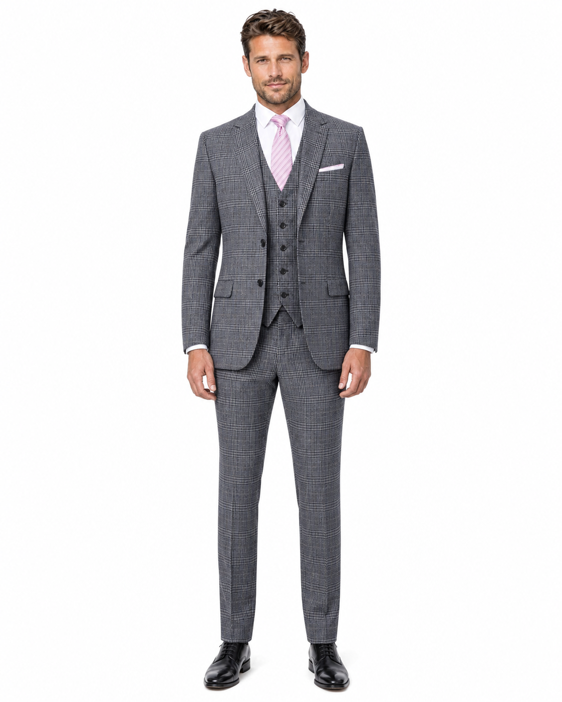Men’s Grey Glen Check Tweed Waistcoat - Image 4