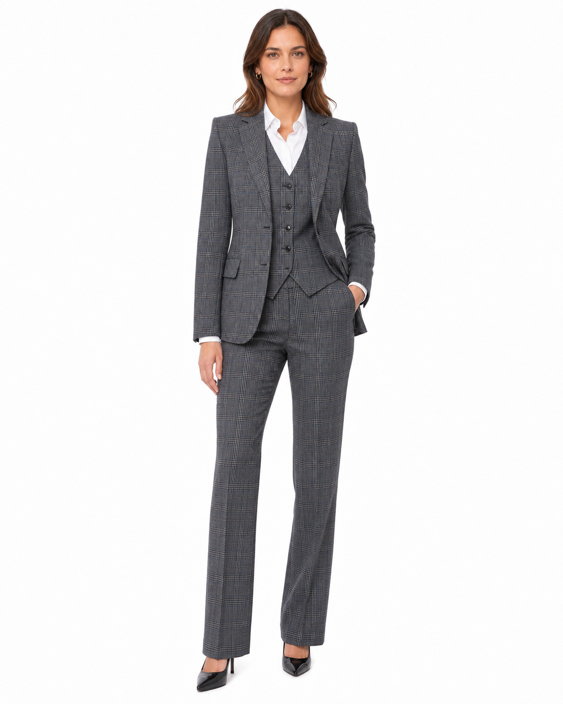 Women’s Grey Glen Check Tweed Waistcoat - Image 3