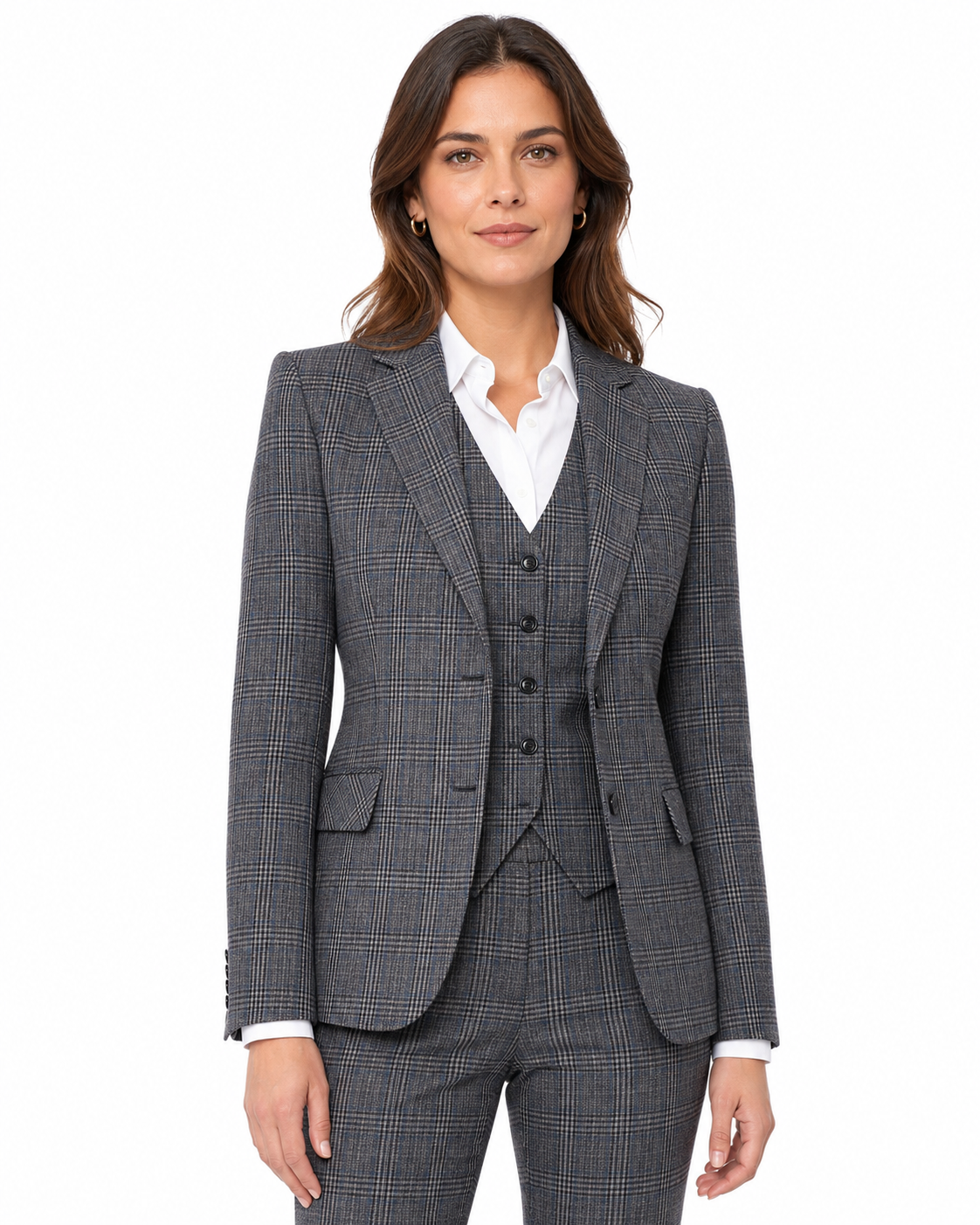 Women’s Grey Glen Check Tweed Waistcoat - Image 2