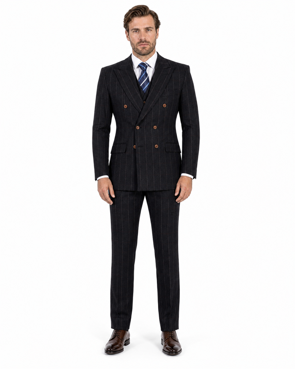 Men’s Black Herringbone Tweed with Overcheck Trousers - Image 3