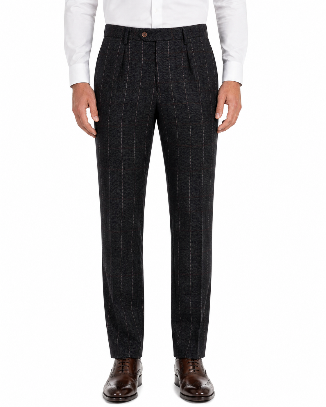Men’s Black Herringbone Tweed with Overcheck Trousers