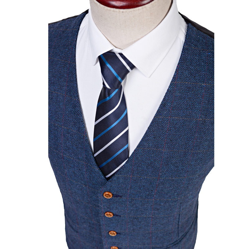 Women’s Blue Herringbone Tweed with Overcheck Waistcoat